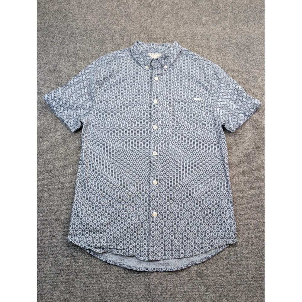 Laguna Shirt Mens Medium‎ Blue Geometric Short Sleeve Button Front Casual